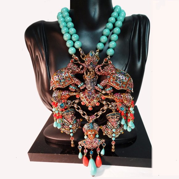 SHOWSTOPPER Signed HEIDI DAUS "Court Of Critters" Grande Crystal Necklace New Wi - Picture 1 of 7